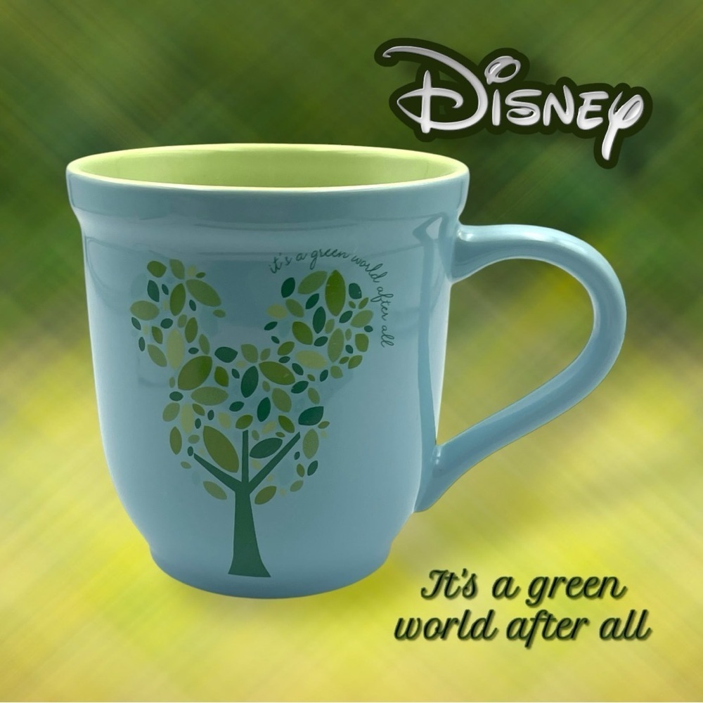 Disney Mickey Mouse Tree "It's a Green World After All" Green  Blue Coffee Mug